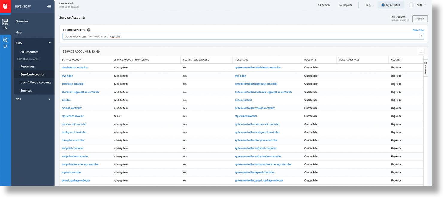 RedSeal Stratus provides a deep visual of your organization’s cloud hierarchy. This tool helps identify exposure within your EKS inventory.